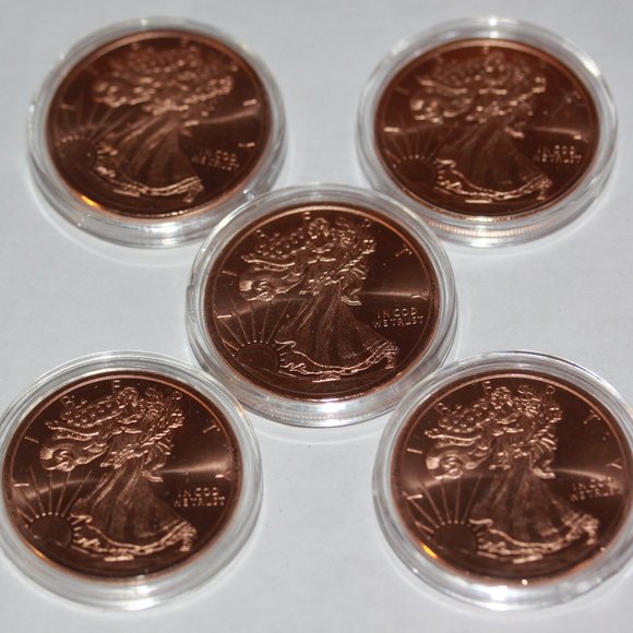 (Lot of 5) 1 OZ Copper .999 Round Walking Liberty in Capsule  #33 - Picture 1 of 3